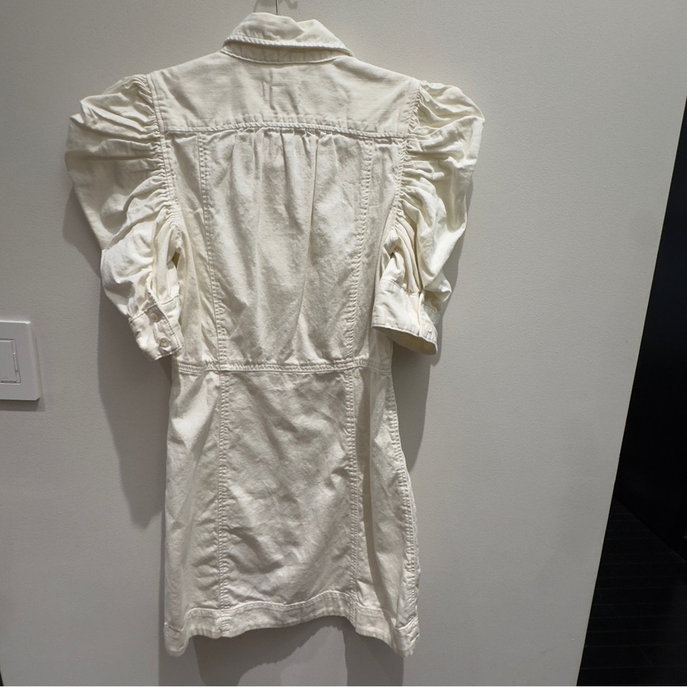 Frame - Gillian Denim Mini Puff Sleeve Shirt Dress Size Small - Picture 4 of 10